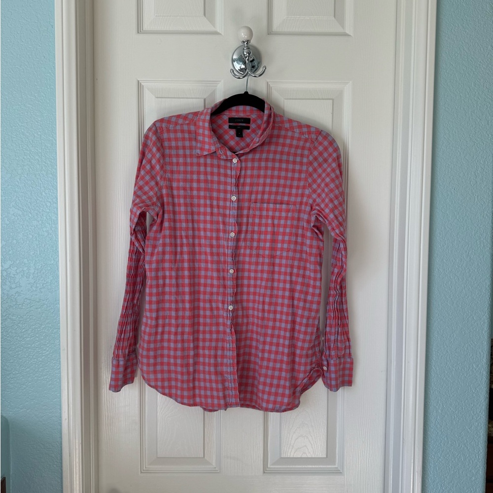 J Crew Plaid Long Sleeve Women’s Top Size 6
